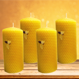 ♥ Wabenkerze handgedreht, 4er-Set ♥  aus 100 % Bienenwachs ♥