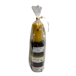 ♥ Geschenksackerl (XS) 2, 3 x Bio-Honig gemischt + 1 x Wabenkerze aus 100 % reinem Bienenwachs. Brenndauer ca. 9 Stunden ♥