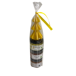 ♥ Geschenksackerl (XS) 3, 3 x Bio-Honig gemischt + 1 x Bienenwachskerze Tannenbaum, aus 100 % reinem Bienenwachs. Brenndauer ca. 7 Stunden ♥