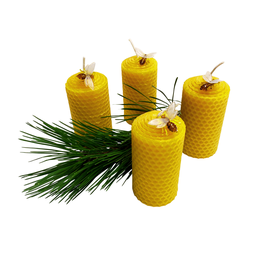 ♥ Wabenkerze Hand gedreht, 4er-Set ♥  aus 100 % Bienenwachs ♥