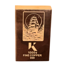 1 kg Kupferbarren "Segelschiff" – 999 Feinkupfer, poliert
