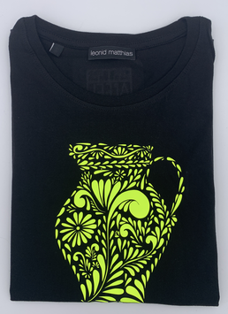 Ak-Damen - organic Bembel-Shirt " neongelb auf schwarz"