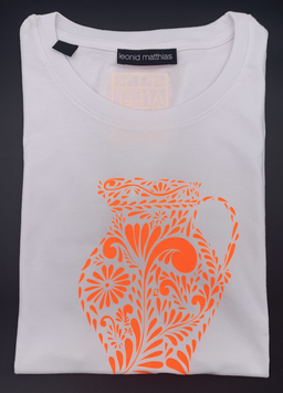 Ak-Damen - organic Bembel-Shirt " neonorange auf weiß"