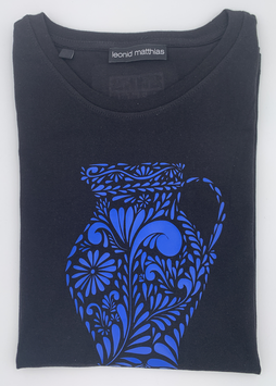 Ak-Damen  - organic Bembel-Shirt " blau auf schwarz"