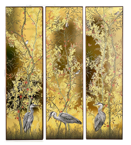 Drieluik gouden Chinoiserie Reigers