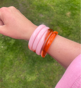 Fijne armband pink/caramel 62 mm