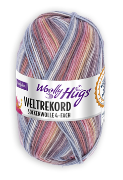 Weltrekord Sockenwolle, Farbe Nr. 03 bordeaux/jeans - Woolly Hugs