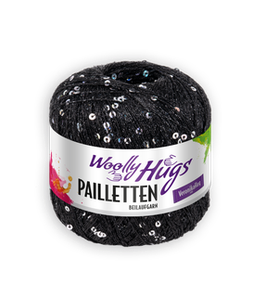 Beilaufgarn Pailletten schwarz/silberfarbene Pailletten, 25g - Woolly Hugs