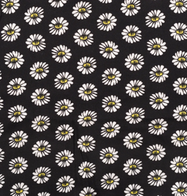 Daisy schwarz, Margariten, Gänseblümchen - Viskosestoff Chally