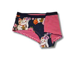 Bio-Damen-Hipster "Winkekatze-Ringel pink", MoodySous, Größe 42