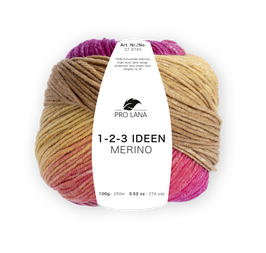 1-2-3 Ideen Merino, Farbe 08, senf-gelb-rosa-pink - Pro Lana