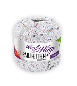 Beilaufgarn Pailletten silberfarben/bunte Pailletten, 25g - Woolly Hugs