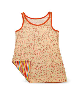 MoodySous Damen Frottee-Jersey Unterhemd, Top "Regenbogen-Dots orange"