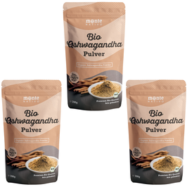 3 X Bio Ashwagandha Pulver von Monte Nativo – 700g Premium Qualität - Wurzel Pulver gemahlen - Indischer Ginseng - Schlafbeere - Withania Somnifera aus Indien - Laborgeprüft - Herg. in Deutschland