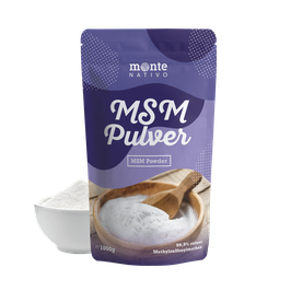MSM Pulver 1 kg (1000g) Monte Nativo Hochdosiert - 99,9% reines MSM - Vegan - MSM schwefelhaltiges Pulver in Premium Qualität - Laborgeprüft und frei von Zusatzstoffen
