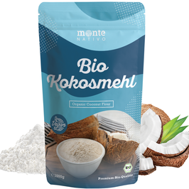 Bio Kokosmehl 1kg (1000g) von Monte Nativo - Glutenfreie Alternative zu Weizenmehl - Ideal als Backzutat für Brot, Gebäck und Kuchen, als Bindemittel und zum Kochen - Dezent nussig-süßer Geschmack