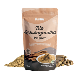 Bio Ashwagandha Pulver von Monte Nativo – 700g Premium Qualität - Wurzel Pulver gemahlen - Indischer Ginseng - Schlafbeere - Withania Somnifera - Bio zertifiziert aus Indien - Laborgeprüft