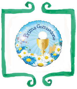 Palloncino mylar Prima Comunione Celeste - 80 cm