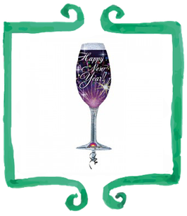 Palloncino Mylar Capodanno Calice Happy New Year!- 14 in x 38 in (35 cm x 96 cm)