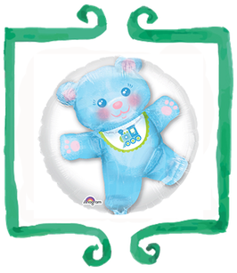 Palloncino mylar Bolla con orso celeste - 24 in (60 cm)