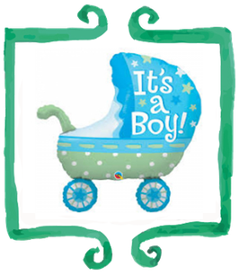 Palloncino mylar Carrozzina It's a boy! - 35" (89 cm)
