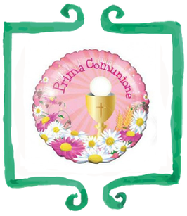 Palloncino mylar Prima Comunione Rosa - 80 cm