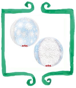 Palloncino Mylar  Sfera con Fiocchi di Neve - 15 in x 16 in (38 cm x 40 cm)