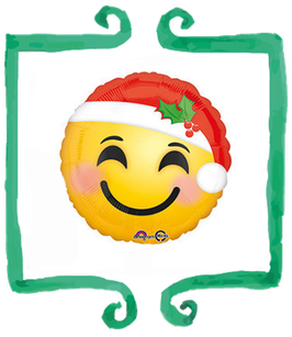 Palloncino Mylar Smile con Cappellino di Natale - 17 in(43 cm)
