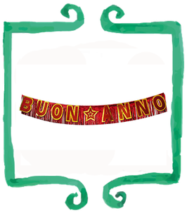 Festone Buon Anno rosso e oro - 3 mt