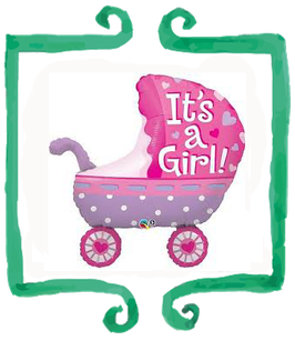 Palloncino mylar Carrozzina It's a girl! - 35" (89 cm)