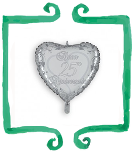 Palloncino mylar a forma di cuore Buon 25° Anniversario - 18 in (45 cm)
