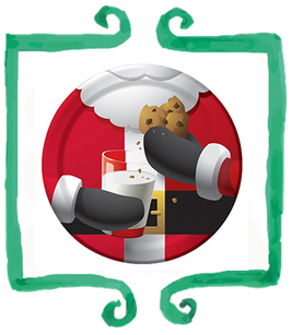 Piatto grande Babbo Natale con biscotti  23 cm - 8 pezzi
