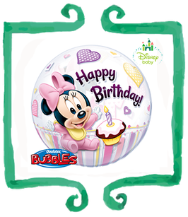 Palloncino Bubble Happy Birthday Baby Minnie