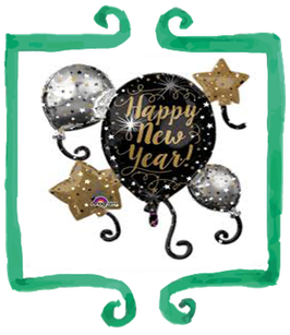 Palloncino Mylar Capodanno Happy New Year!- 29 in x 30 in (73 cm x 76 cm)