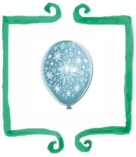 Palloncini in lattice stampati Fiocchi di Neve  celesti - 12"/30cm - 10 pezzi