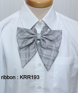 KRR193　ﾘﾎﾞﾝ（大柄ﾁｪｯｸ×ｸﾞﾚｰ）