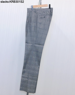 KRB301S2　男女ｽﾘｰｼｰｽﾞﾝｽﾗｯｸｽ（ｸﾞﾚﾝﾁｪｯｸ水色ﾗｲﾝ）
