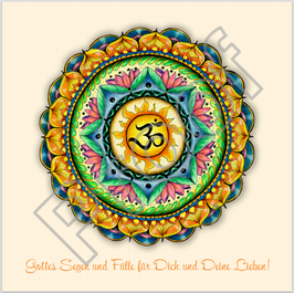 "OM" - Klang der Schöpfung  Mandala-Geschenkkarte zur Dekoration, Meditation, zum Verschenken oder Versenden.