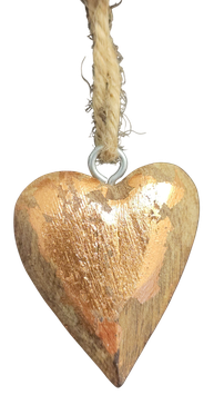 Holz Herz gold rustikal 4 cm