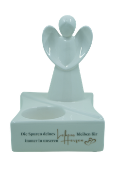 Teelicht Engel Alena creme 14cm mit Spruch