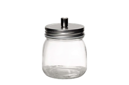 Glas mit Kerzenhalter D8xH10,5cm silber Eisen