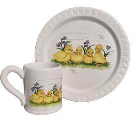 Tasse und Teller Küken