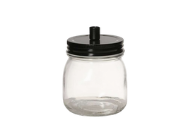 Glas mit Kerzenhalter D8xH10,5cm schwarz Eisen