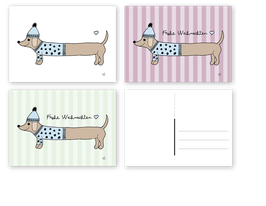 Postkarten 3erBundle "Dackel"