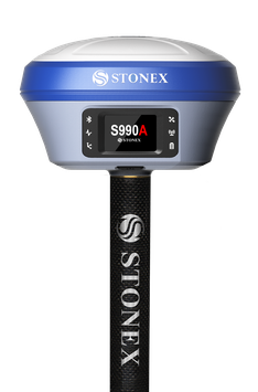 STONEX S990A mit Empfang der vollen Satellitenkonstellation, Schrägmessung bis 60 Grad, IMU, 10 Hz Positionierung, 4G LTE Web-Interface, interner Akku (10 h Betriebsdauer)