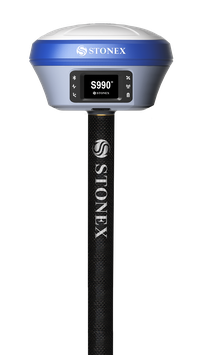 STONEX S990+ mit Empfang der vollen Satellitenkonstellation, Schrägmessung bis 60 Grad, IMU, 10 Hz Positionierung, 4G LTE Web-Interface, interner Akku (10 h Betriebsdauer)