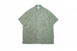 Printed rayon linen shirts OLIVE（オリーブ）