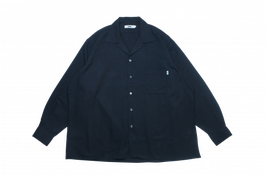 Wool mix open collar shirts BLACK（ブラック）
