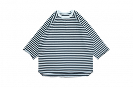 Stripe 3/4 sleeve cut saw WITE x BLACK（ホワイトｘブラック）