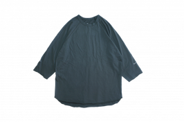 Stripe 3/4 sleeve cut sawCHARCOAL（チャコールグレー）